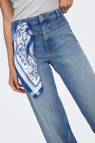 Pantalón wide leg de algodón orgánico de tiro alto - Azul claro