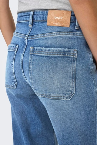 Pantalón wide leg de algodón orgánico de tiro alto - Azul claro