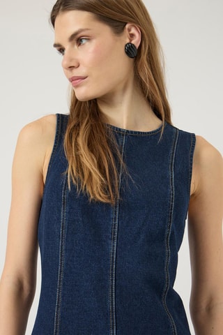 Vestido midi vaquero sin mangas - Azul denim - Selected