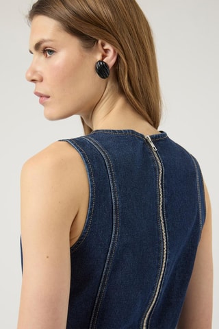 Vestido midi vaquero sin mangas - Azul denim - Selected