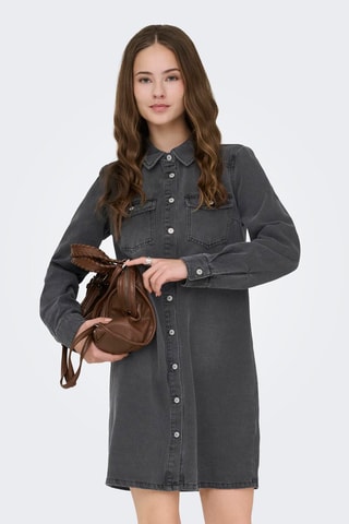 Vestido camisero vaquero - Negro