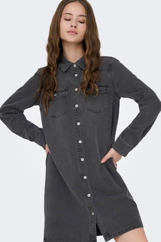 Vestido camisero vaquero - Negro