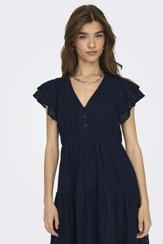 Vestido evasé de guipur - Azul marino