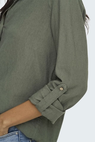 Camisa loose de lino - Verde oliva