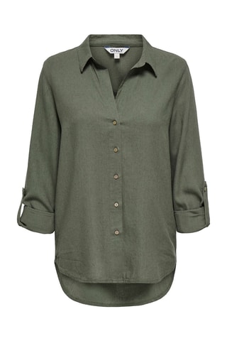 Camisa loose de lino - Verde oliva