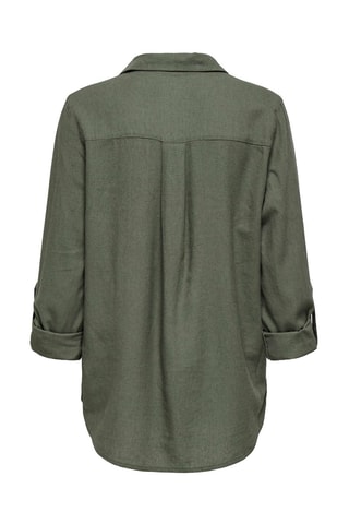 Camisa loose de lino - Verde oliva
