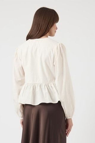 Blusa de algodón orgánico - Blanco - Selected