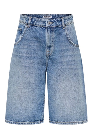 Short vaquero baggy de algodón orgánico de tiro alto - Celeste