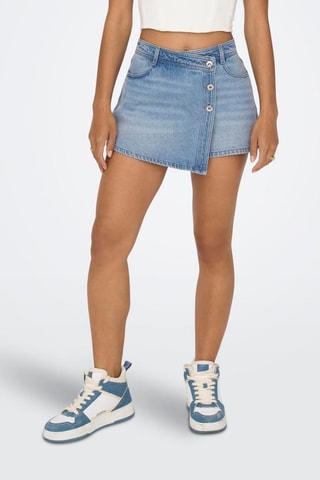 Falda pantalón vaquera de talle alto - Azul