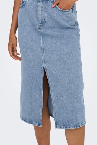 Falda midi vaquera de talle alto - Azul claro