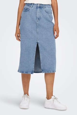 Falda midi vaquera de talle alto - Azul claro