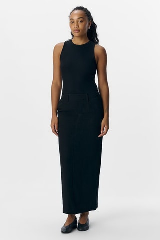 Falda larga recta - Negro - Selected