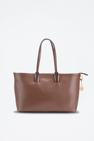 Bolso shopper de piel Moka - Marrón