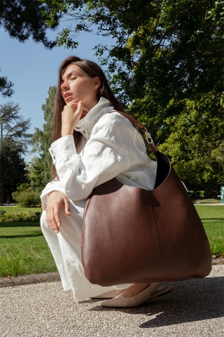 Bolso shopper de piel Suri - Marrón