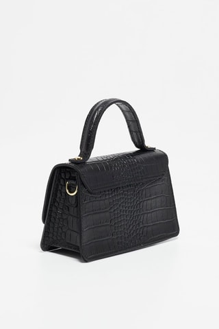 Borsa a mano in pelle Lily Croco - Nero