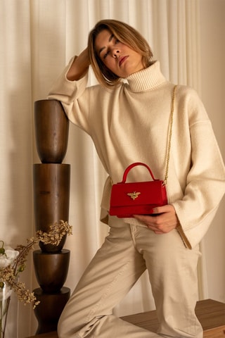 Borsa a mano in pelle Lily - Rosso