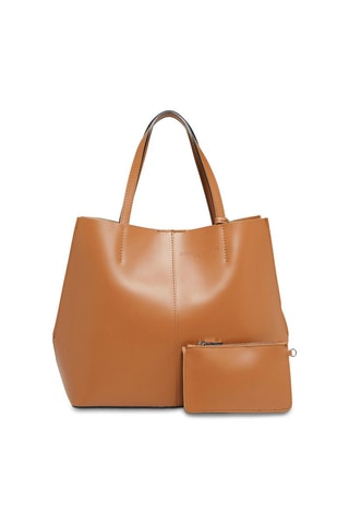 Bolso shopper y bolso de mano de piel Amy - Camel
