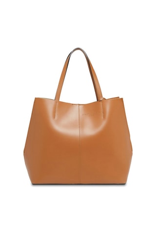 Bolso shopper y bolso de mano de piel Amy - Camel