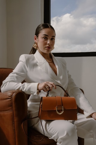 Borsa a mano in pelle Katya - Cammello
