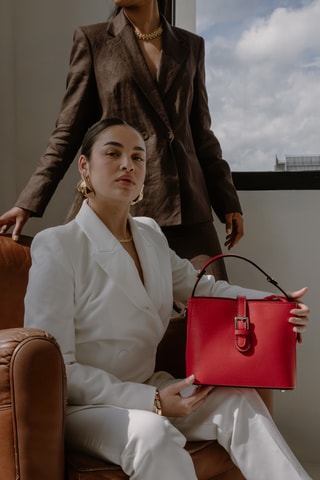 Borsa a mano in pelle Erya - Rosso