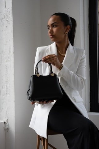 Borsa a mano in pelle Mini Karia - Nero