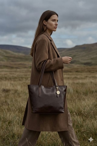 Bolso shopper de piel Eden - Marrón