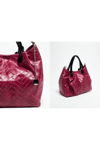 Borsa a mano in pelle Lina - Fucsia