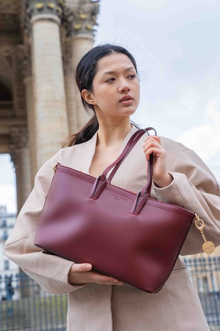 Bolso shopper de piel Moka - Burdeos