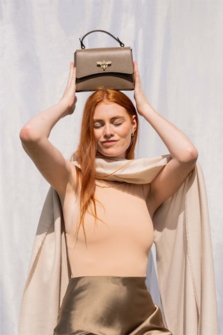 Borsa a mano in pelle Mathilde - Taupe