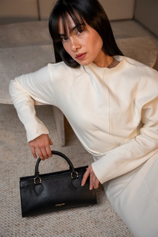 Borsa a mano in pelle Alexine - Nero