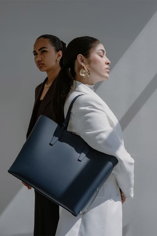 Borsa a mano in pelle Feria - Navy
