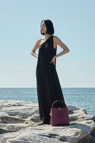 Borsa a mano in pelle Mara - Viola
