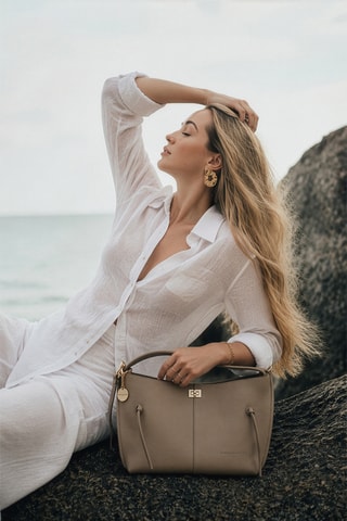 Bolso de piel Callie - Topo
