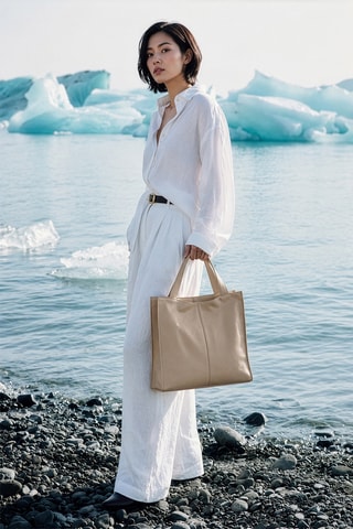 Bolso de piel Agatella - Topo