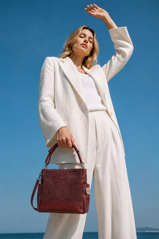 Bolso de piel Zuri - Burdeos