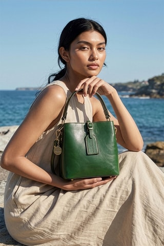 Borsa a mano in pelle Myra - Verde