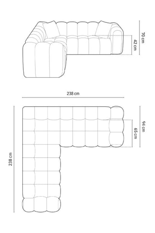 Canapé d'angle symétrique modulable Elise - Noir - 5 places - Toucher velours