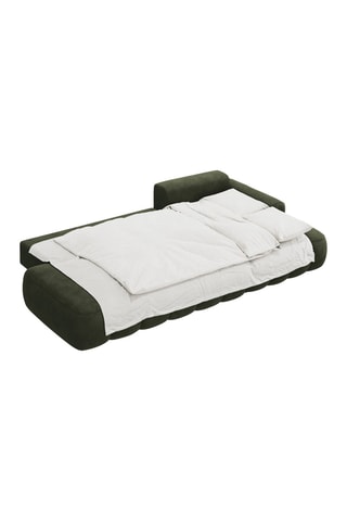 Canapé d'angle droit convertible Simona - Kaki - 4 places - Toucher velours