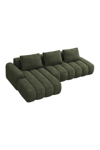 Canapé d'angle gauche convertible Simona - Vert - 4 places - Toucher velours