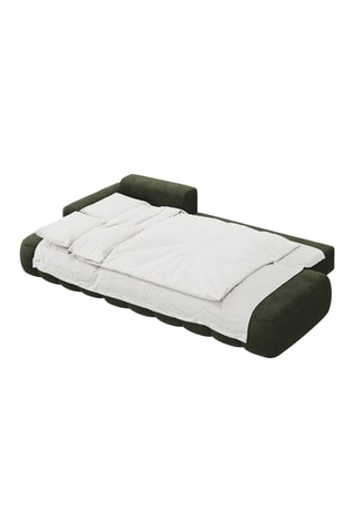 Canapé d'angle gauche convertible Simona - Vert - 4 places - Toucher velours
