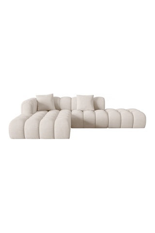 Canapé d'angle gauche Clotilde - Beige - 4 places - Revêtement en tissu