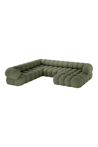 Canapé d'angle gauche panoramique Maurice - Vert olive - 5 places - En tissu chenille