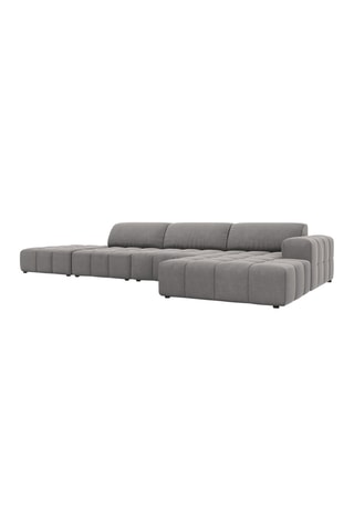 Canapé d'angle droit Luc - Gris clair - 5 places - Toucher velours