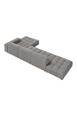 Canapé d'angle droit Luc - Gris clair - 5 places - Toucher velours