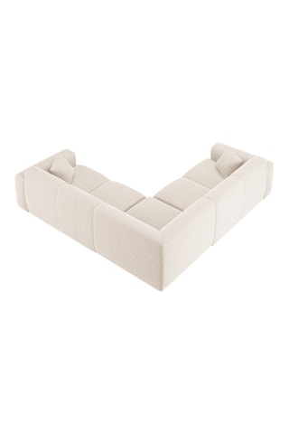 Canapé d’angle symétrique Theo - Beige - 5 places - Tissu chenille