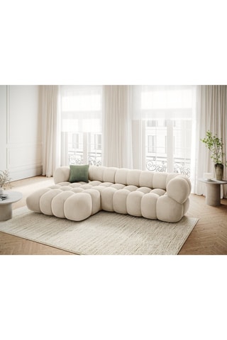 Canapé d’angle gauche modulable Maurice - Beige clair - 3 places - Toucher velours