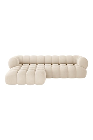Canapé d’angle gauche modulable Maurice - Beige clair - 3 places - Toucher velours
