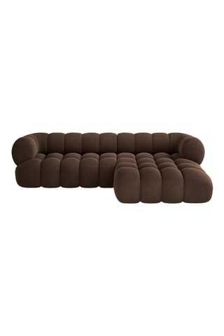 Canapé d'angle droit modulable Maurice - Marron - 3 Places - Tissu velours