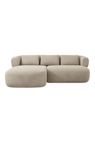 Canapé d'angle gauche Aldrin - Beige - 3 places - En velours