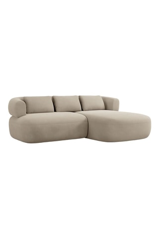 Canapé d'angle droit Aldrin - Beige - 3 places - En velours